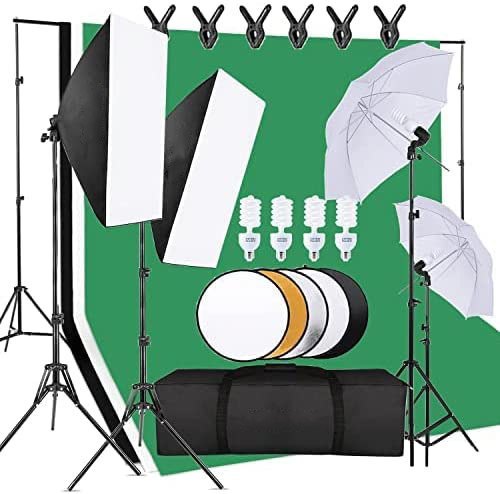 Photography Umbrella Lighting Kit - Kosteneffectieve fotostudio-uitrustingsset inclusief achtergrondstandaard, reflector, fotografierverlichtingsset