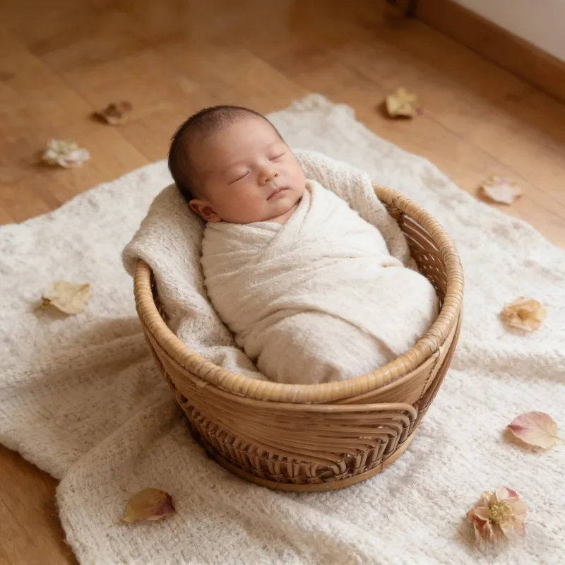 Retro rotan mandstoel pasgebor - Photography Background recensie en prijs